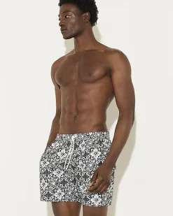 White Tile Print Swim Shorts