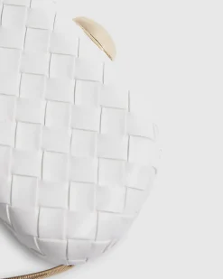 White Woven Hard Shell Clutch Bag