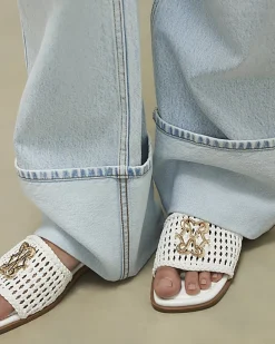 White Woven Mule Sandals