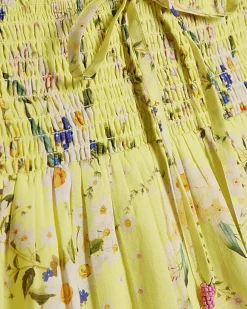 Yellow Daisy Floral Print Mini Dress