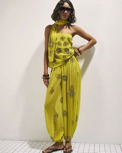 Yellow Embellished Balloon Trousers
