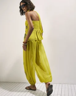 Yellow Embellished Balloon Trousers
