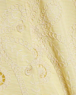 Yellow Embroidered Crochet Shirt