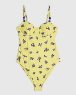 Yellow Floral Underwired Swimsuit