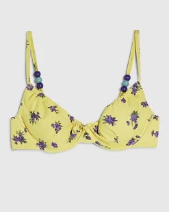 Yellow Floral Underwired Bikini Top