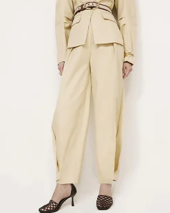 Yellow High Waisted Tapered Trousers