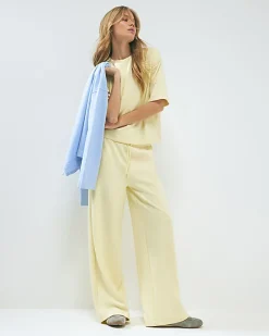 Yellow Premium Drawstring Wide Leg Joggers