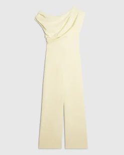 Yellow Short Sleeve Asymmetric Drape Jumpsuit
