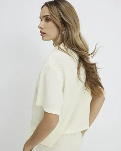 Yellow Short Sleeve Textured Shirt