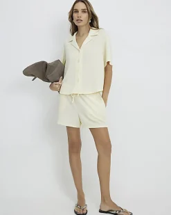 Yellow Short Sleeve Textured Shirt